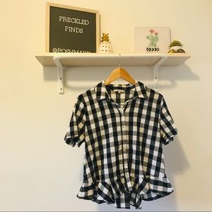 Madewell black and white Buffalo plaid button up